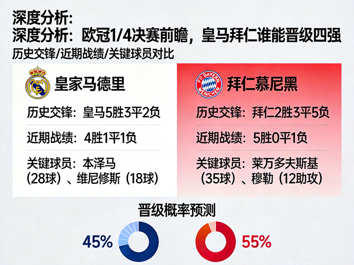 深度分析：欧冠1/4决赛前瞻，皇马拜仁谁能晋级四强