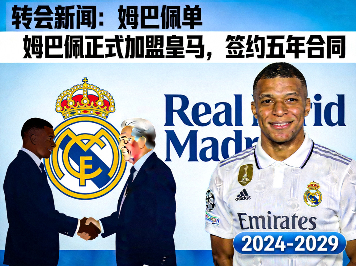 转会新闻：姆巴佩正式加盟皇马，签约五年合同
